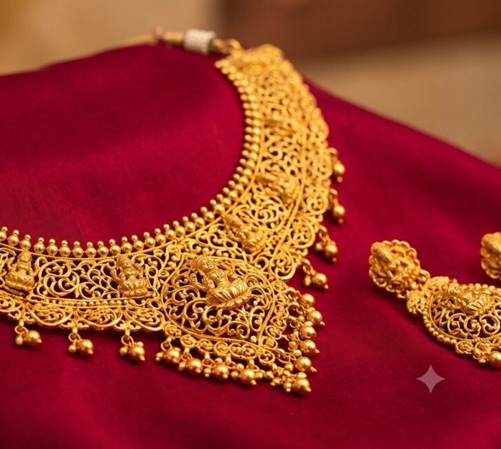 Aviram Jeweller — handcrafted 22K gold bridal necklace