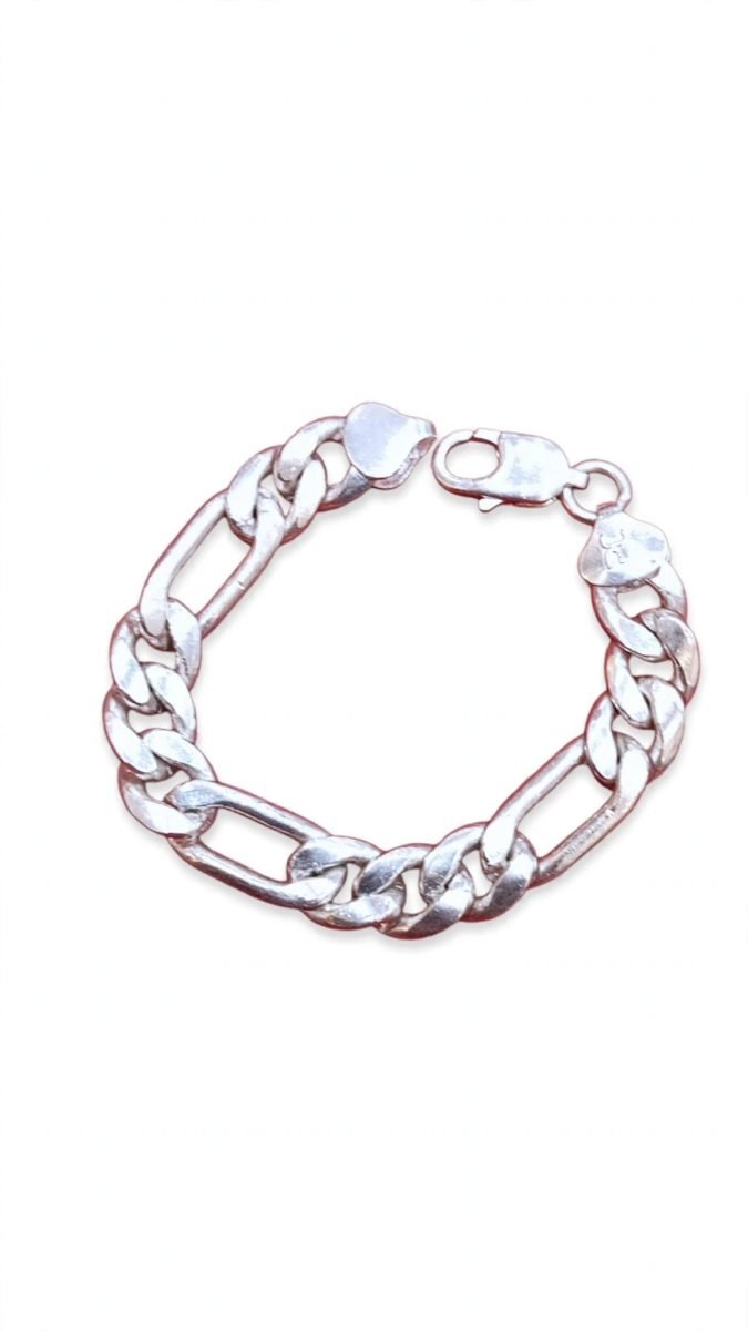 Bold Figaro Link Silver Chain Bracelet