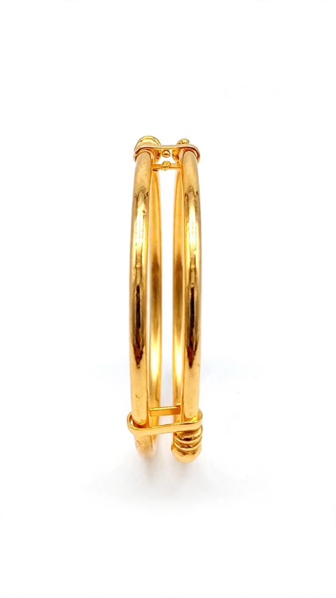 Classic Dual-Band Adjustable Gold Baby Bangles (Pair)