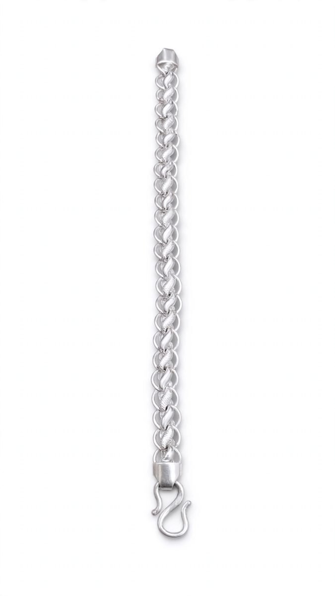 Textured Silver Double-Loop Chain Bracelet