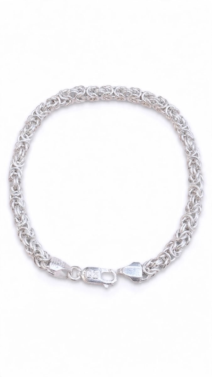 Intricate Byzantine Woven Silver Chain Bracelet