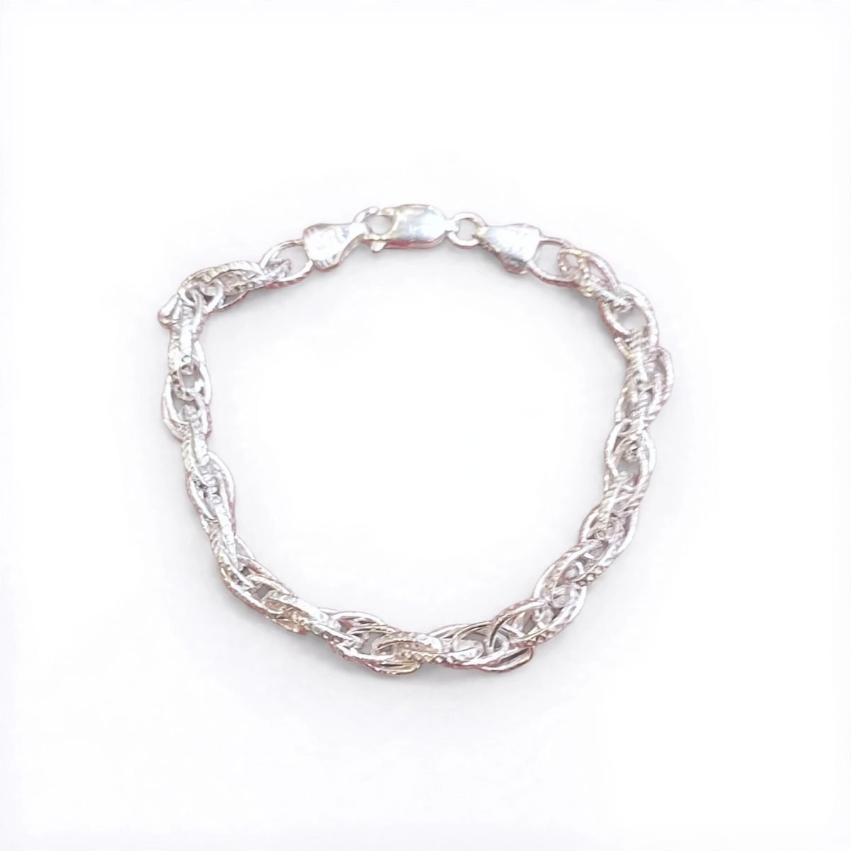 Diamond-Cut Rope Twist Silver Chain Bracelet