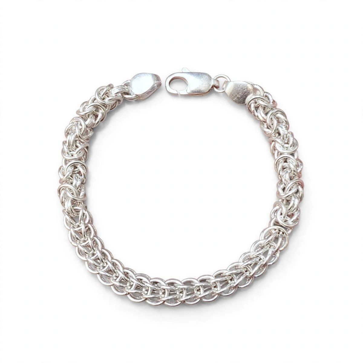 Intricate Byzantine Woven Silver Chain Bracelet