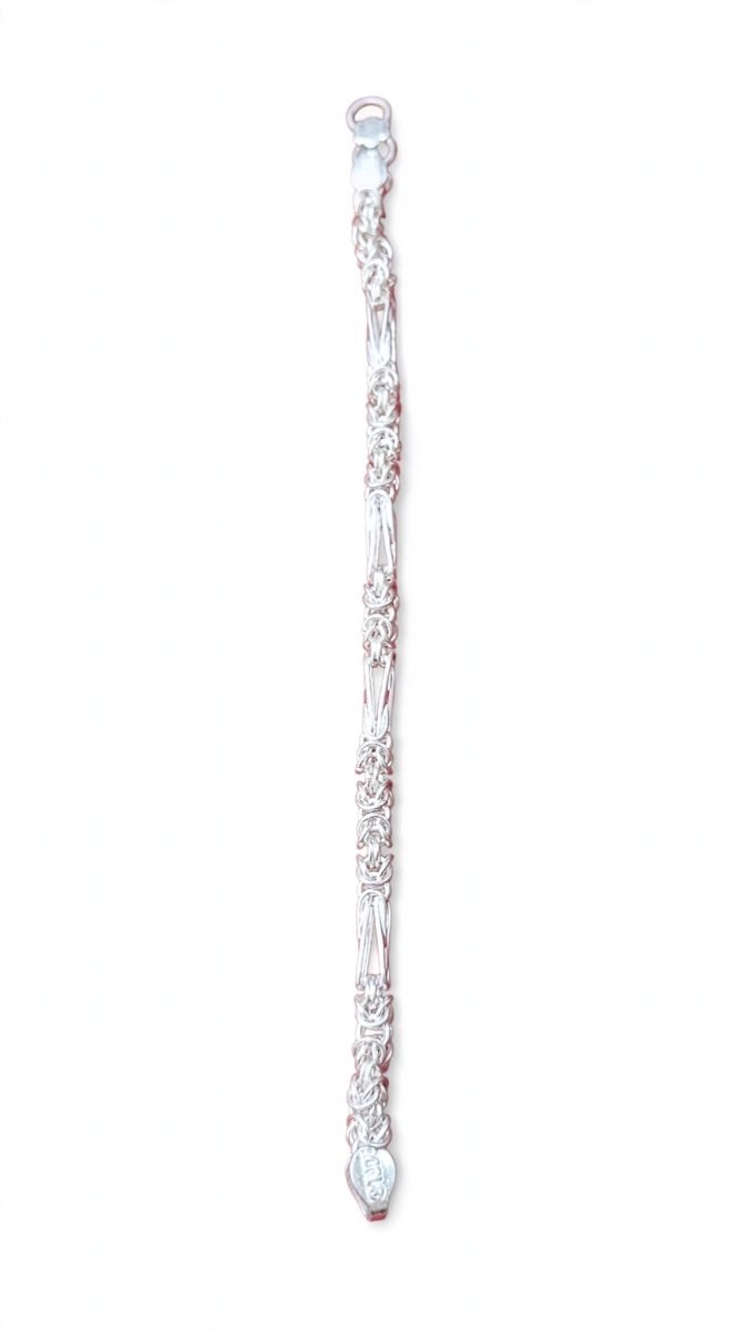 Byzantine Link with Bar Stations Silver Chain Bracelet