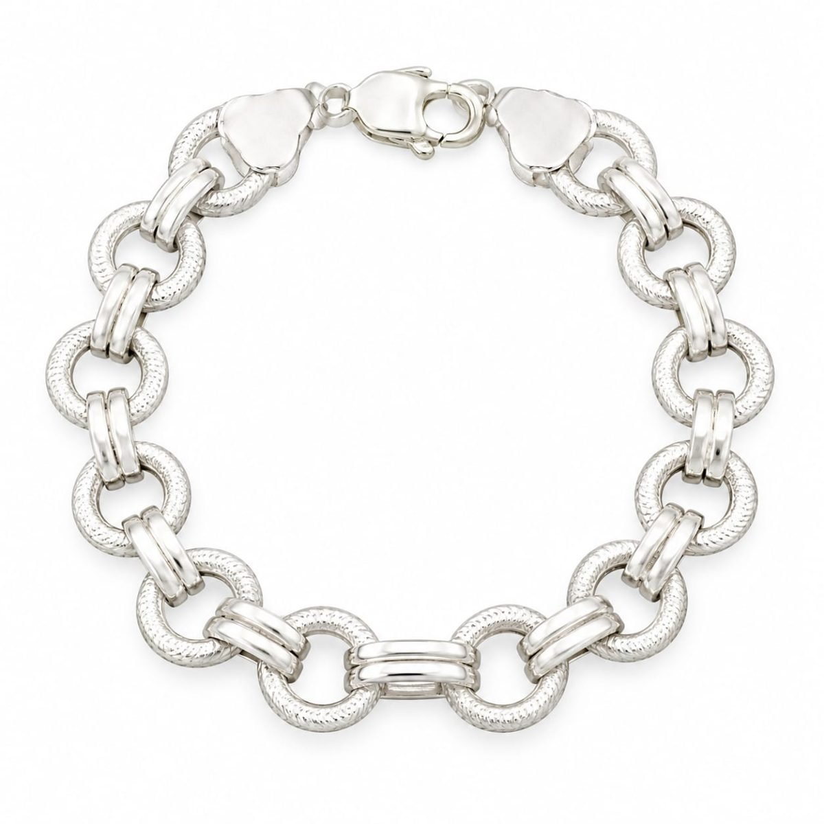 Sterling Silver Textured Double-Link Bracelet