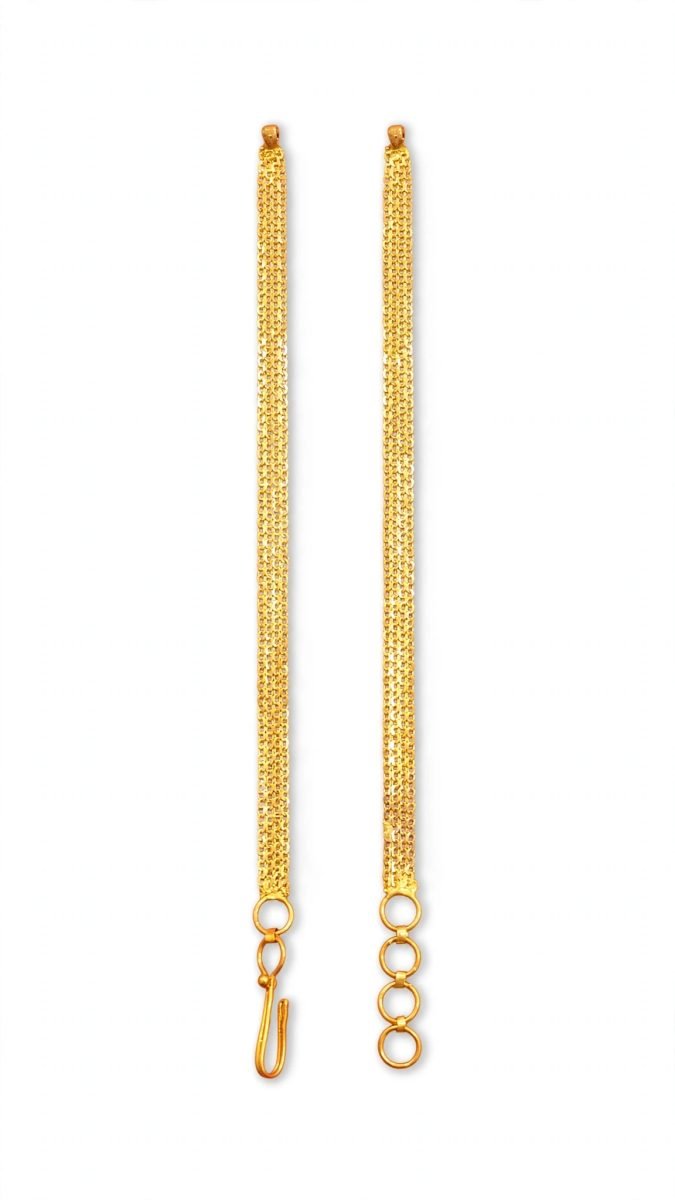 Traditional Multi-Strand Beaded Mesh Gold-Plated Kaan Chain / Ear Ring Extensions (Pair