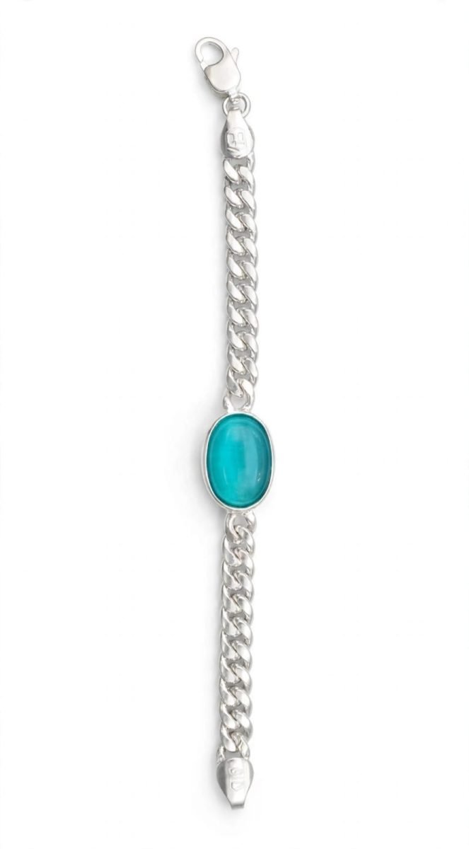 Sterling Silver Oval Turquoise Link Bracelet