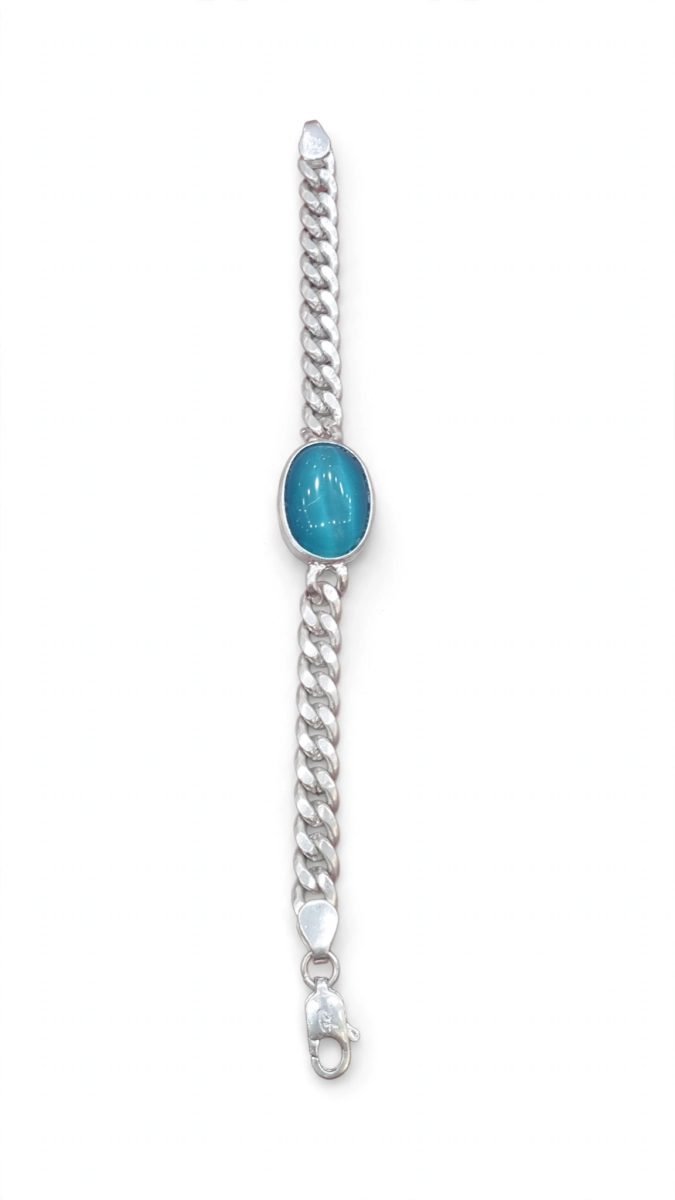 Sterling Silver Oval Turquoise Link Bracelet