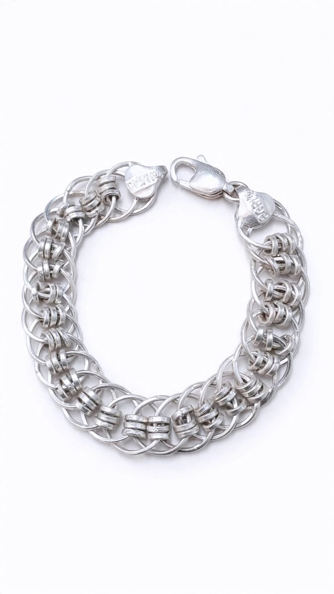 Classic Byzantine Link Sterling Silver Chain Bracelet