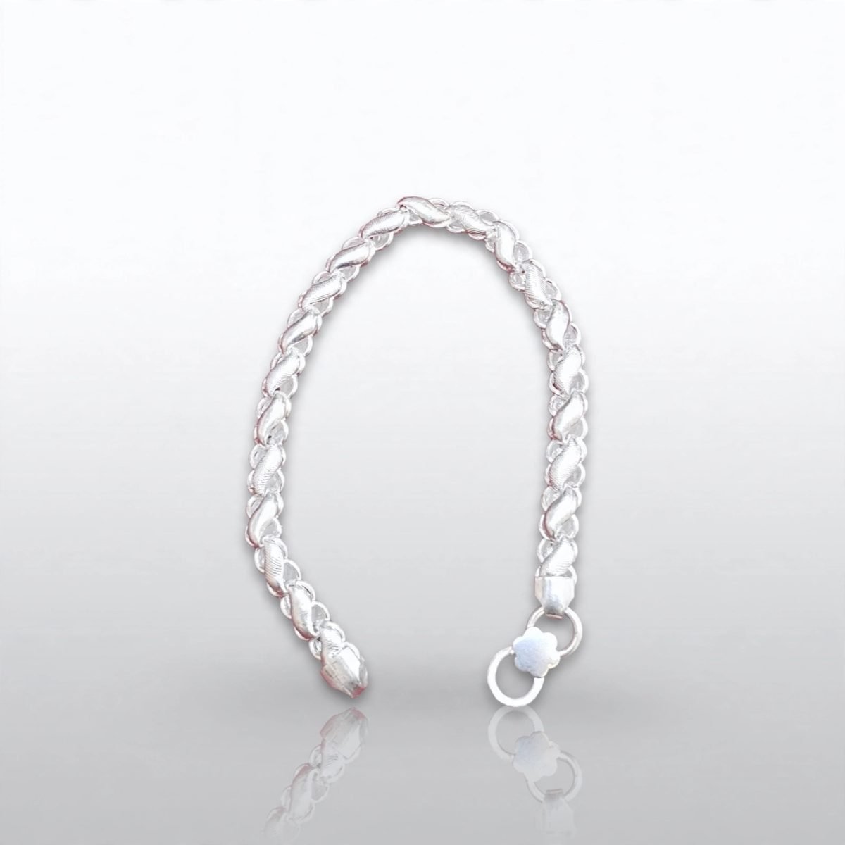 Textured Braided Silver Chain Bracelet