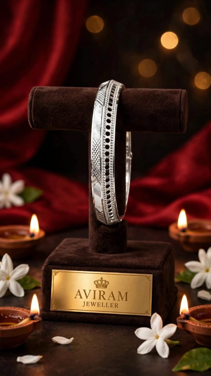 Classic Sterling Silver Patterned Kada Bangle