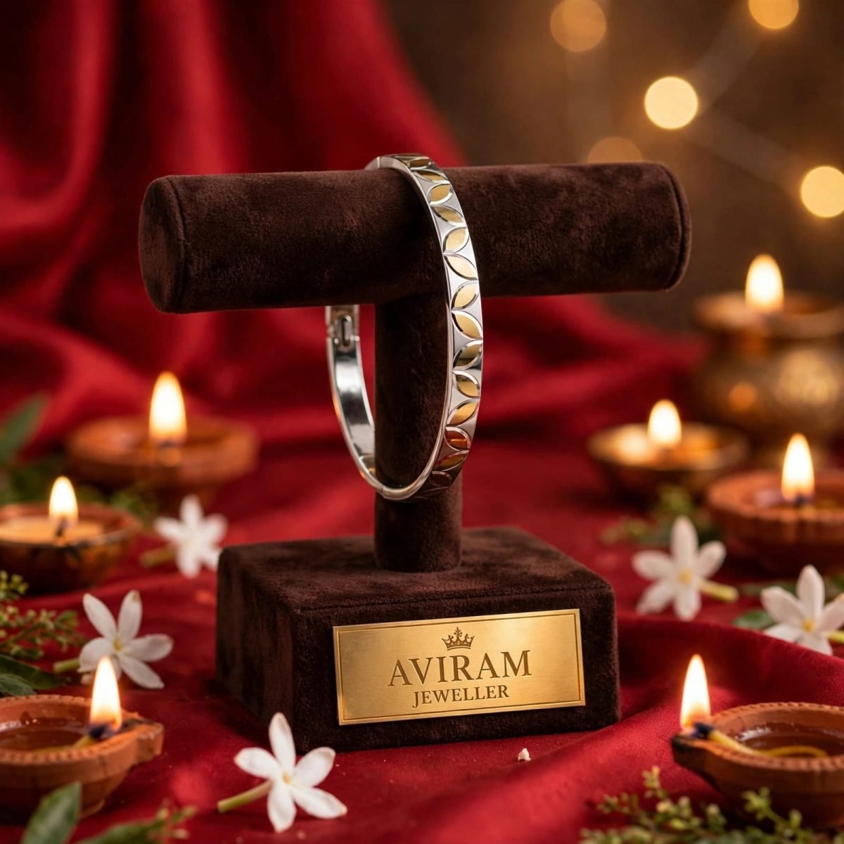 Classic Hammered Texture Solid Silver Bangle / Kada