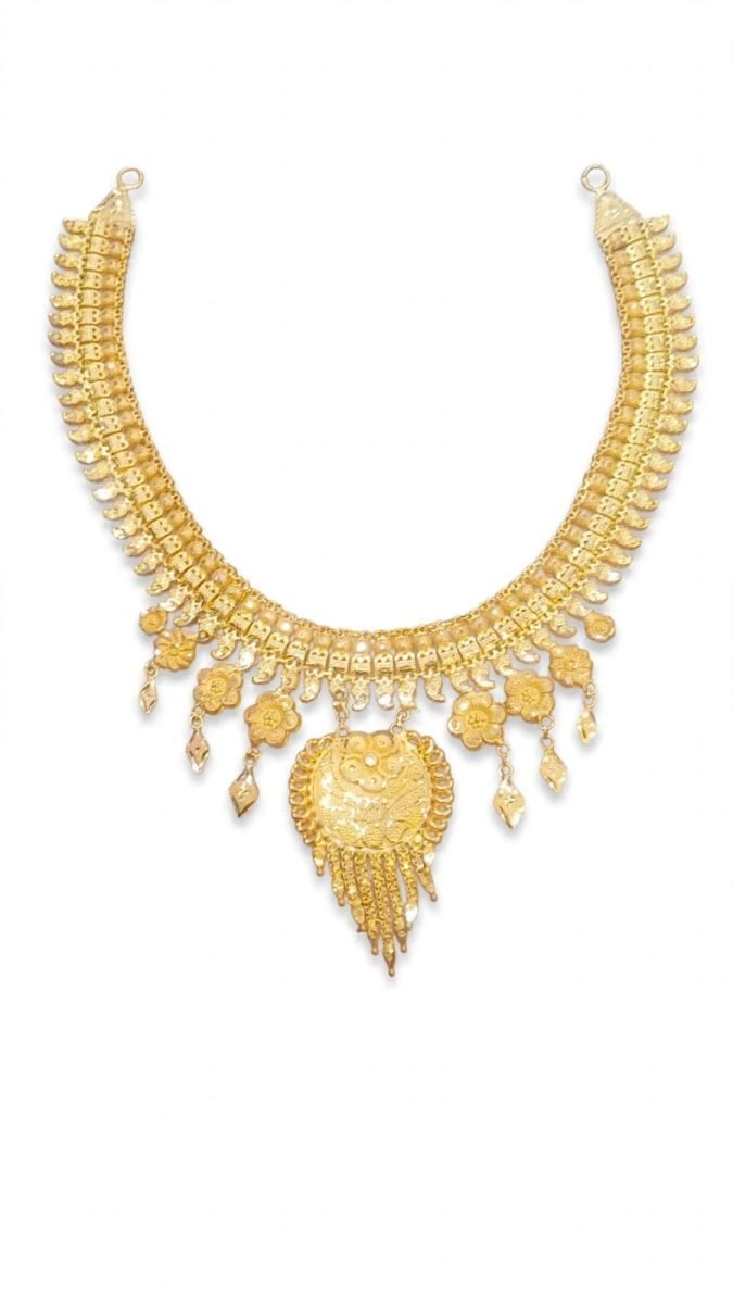 Floral Medallion Gold Choker Necklace