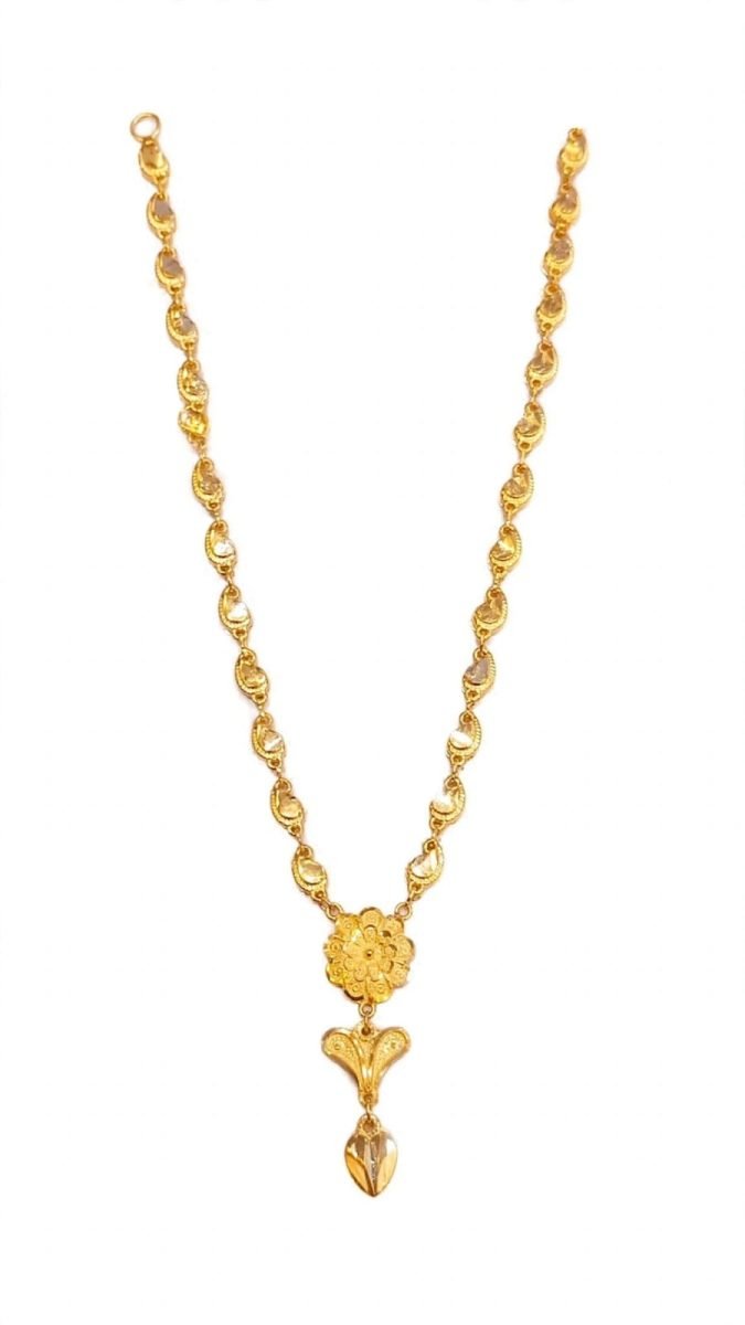 Floral & Mango Motif Gold Drop Necklace