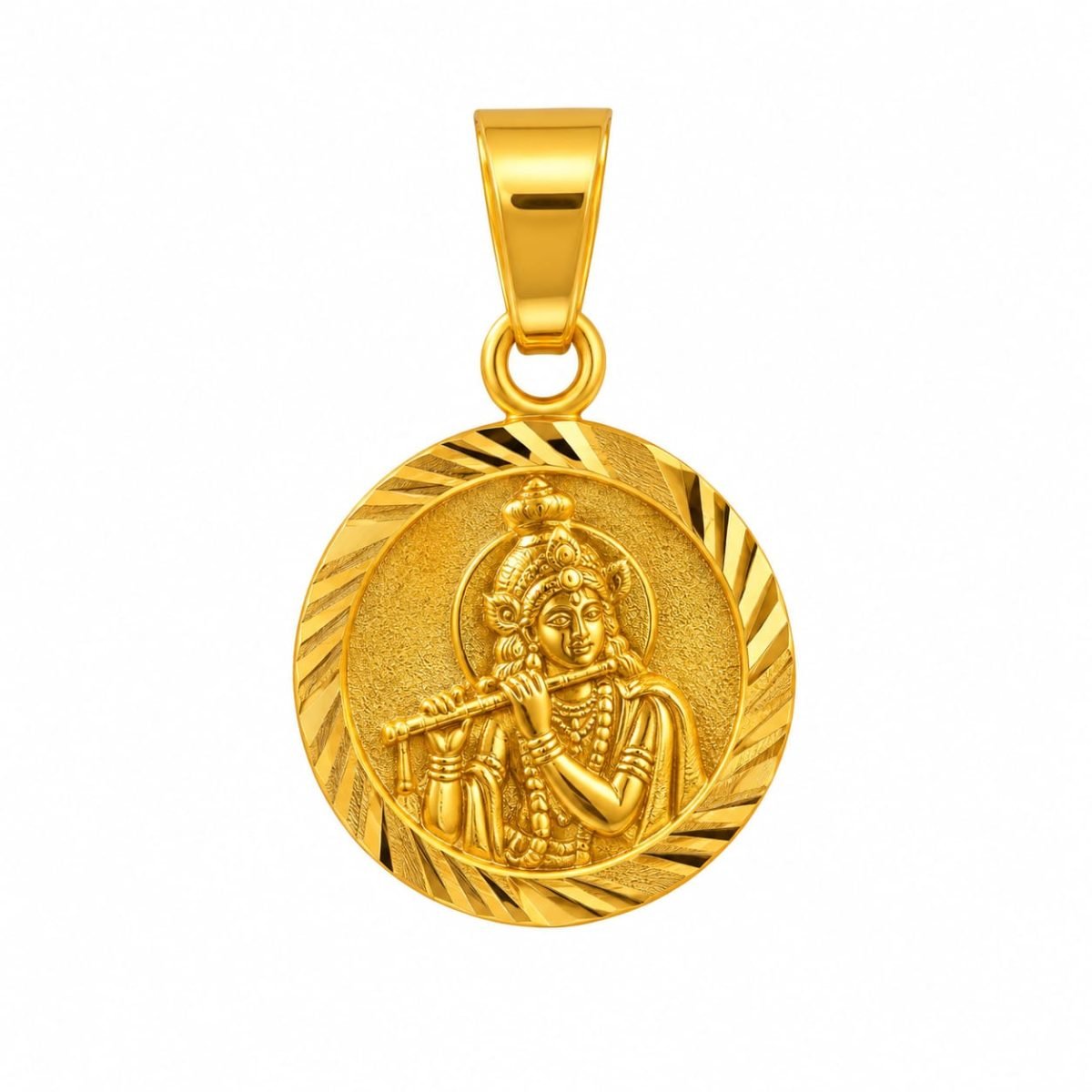 Divine Lord Krishna Oval Gold Pendant