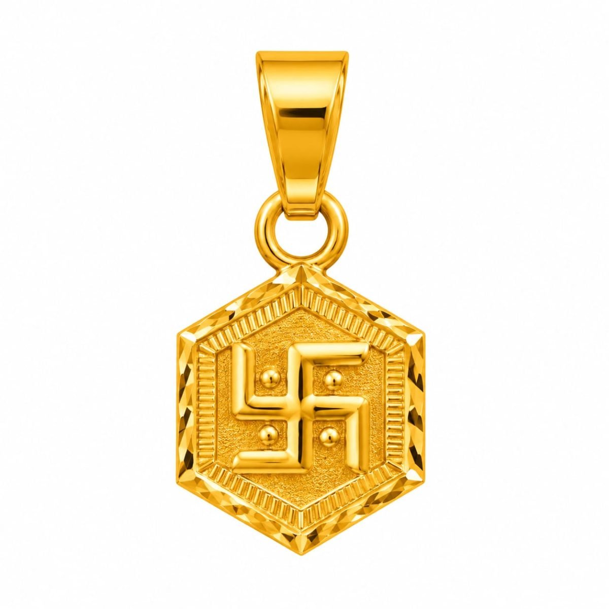 Auspicious Hexagonal Swastik Gold Pendant
