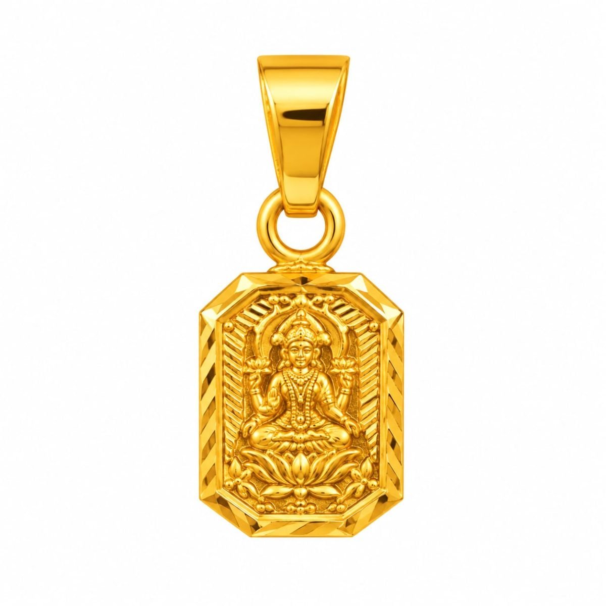 Divine Goddess Lakshmi Octagonal Gold Pendant
