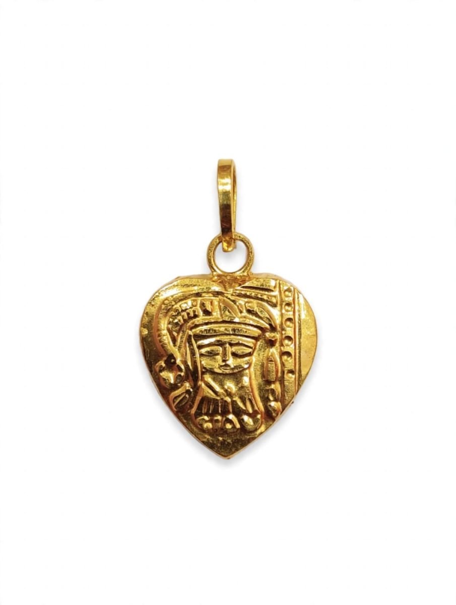 Sacred Heart-Shaped Gold Deity Pendant