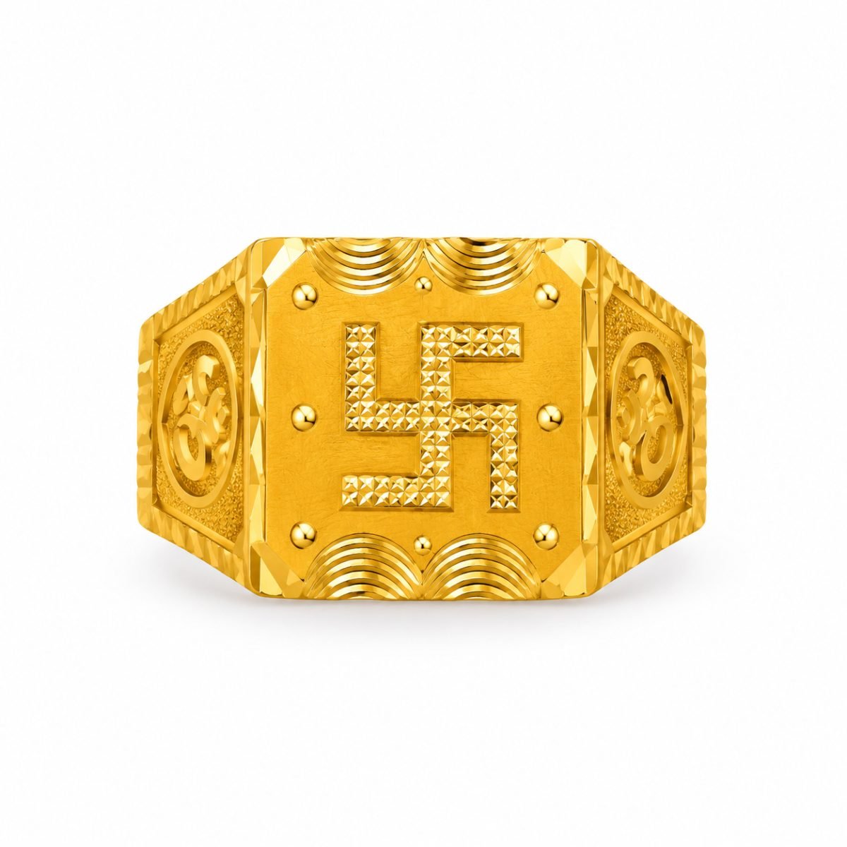 Sacred Swastika & Om Gold Signet Ring