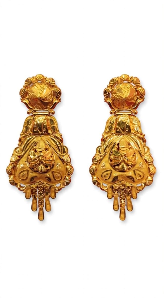 Lotus Bloom Bridal Gold Jhumka Earrings
