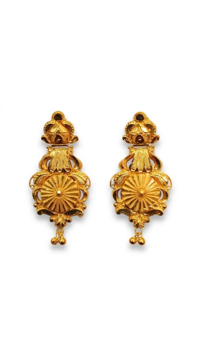 Majestic Sunburst Royal Gold Drop Earrings
