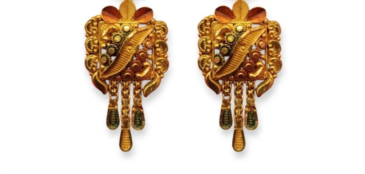 Royal Intricate Lattice Gold Drop Earrings