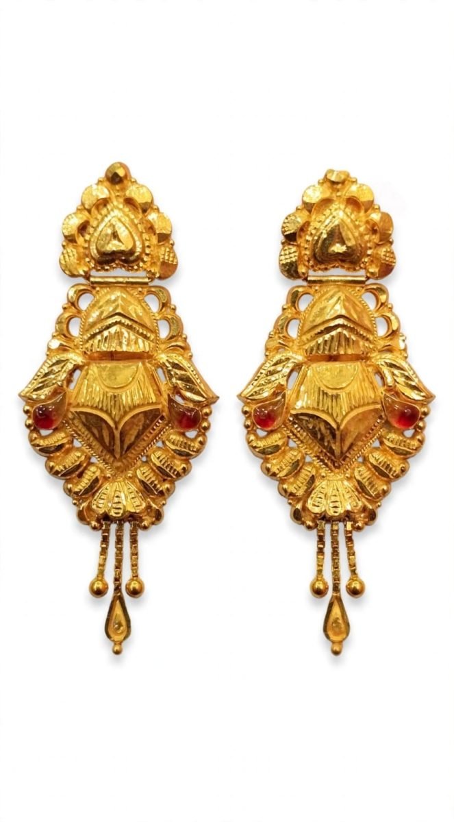 The Golden Lotus & Ruby Heritage Dangle Earrings