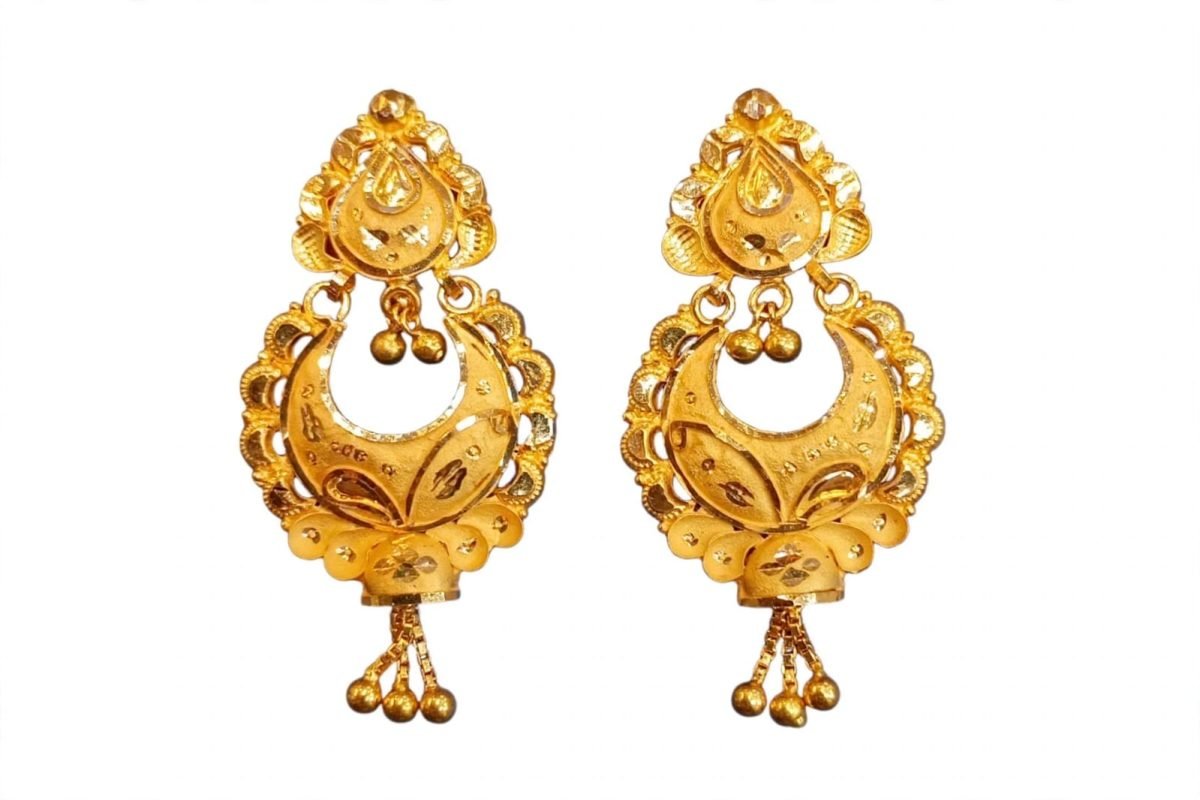 Royal Crescent Filigree Gold Chandbali Earrings