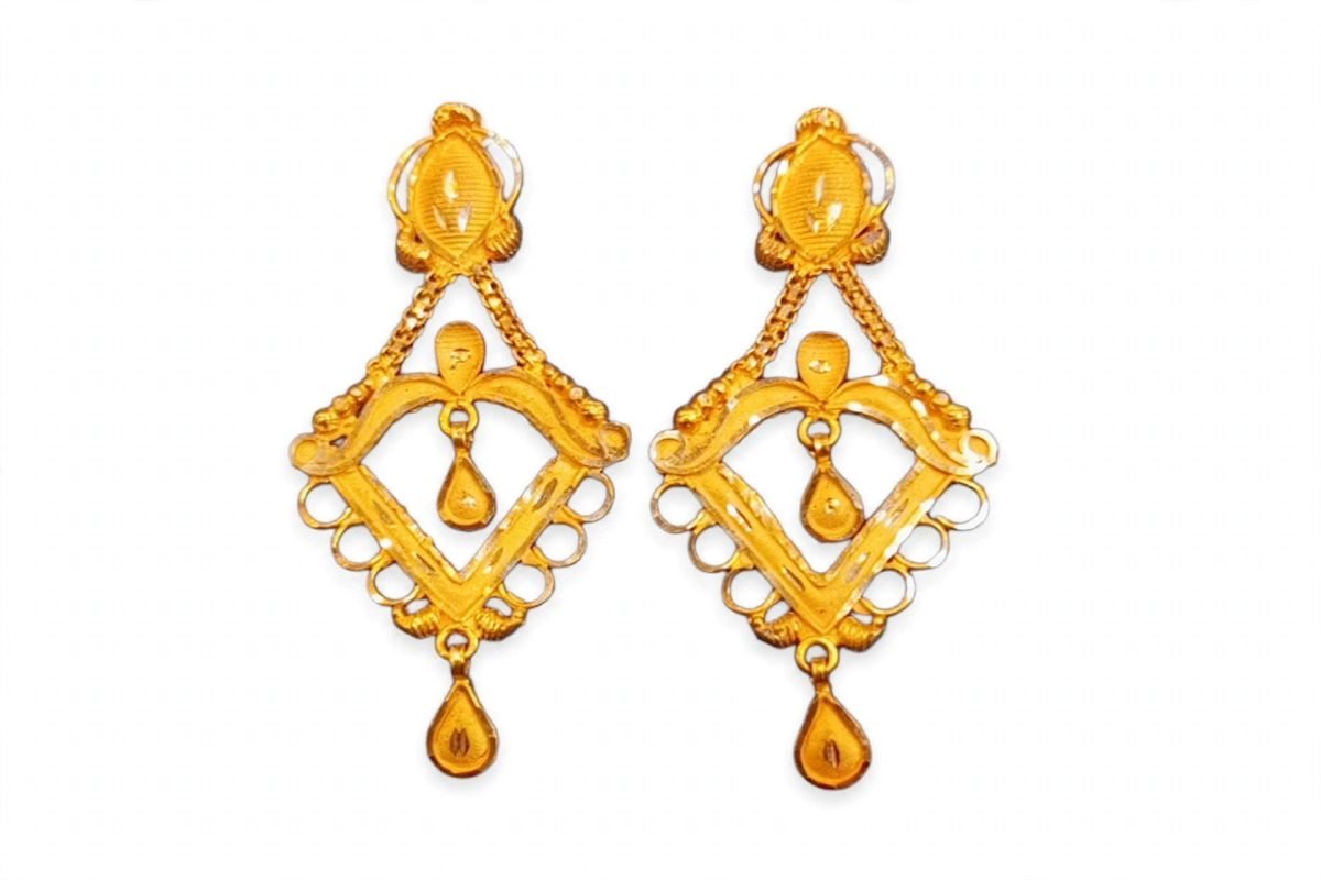 Intricate Geometric Gold Drop Earrings
