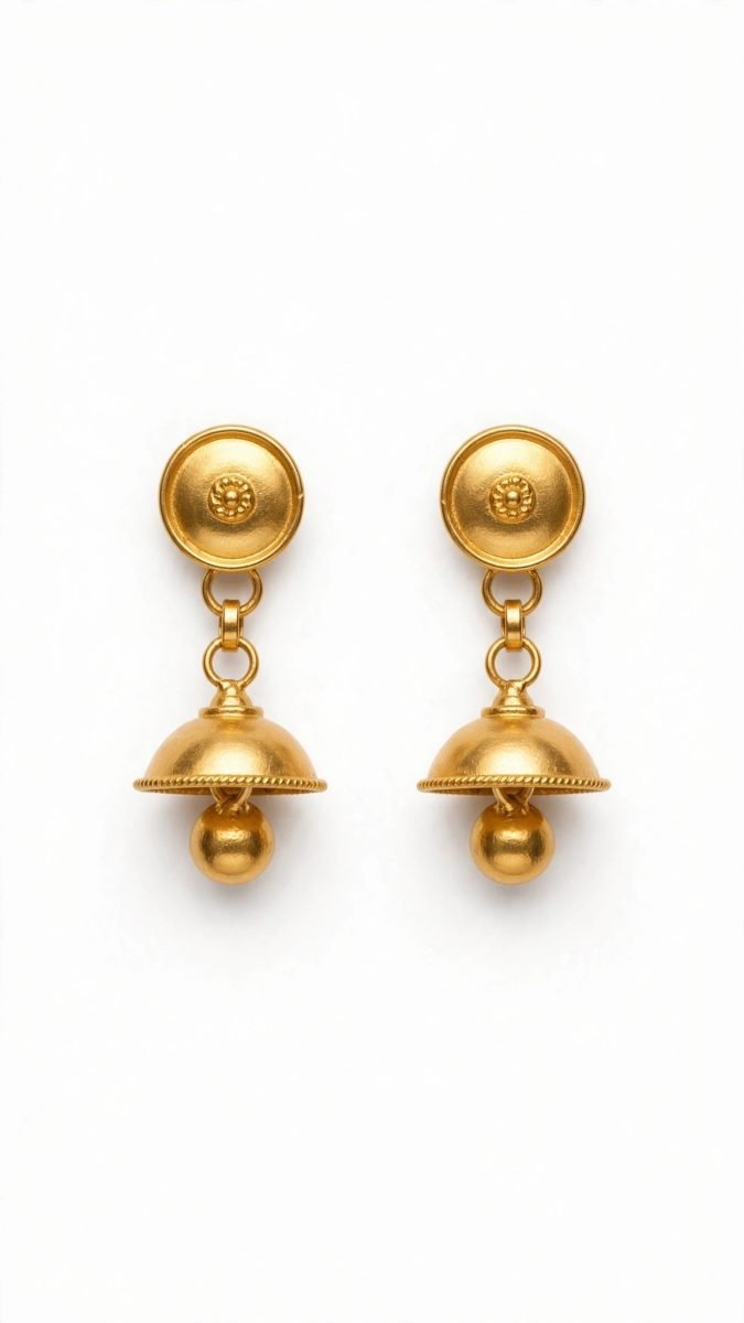 Traditional Gold Jhumka Dangle Earrings with Medallion Stud