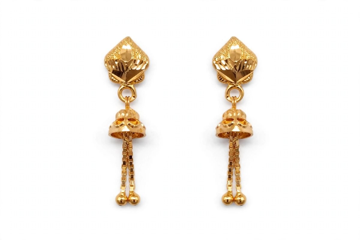 Royal Filigree Gold Jhumka Drop Earrings
