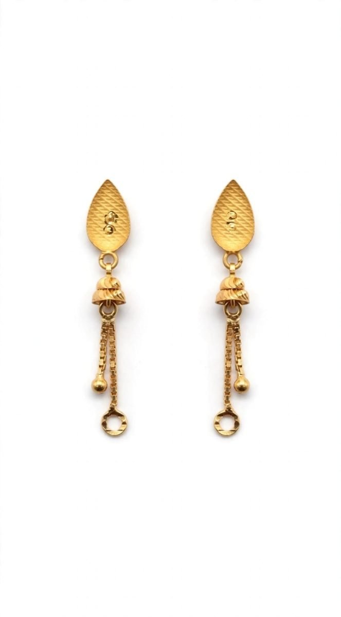 Sleek Teardrop Gold Drop Earrings with Dual Chain Tassels