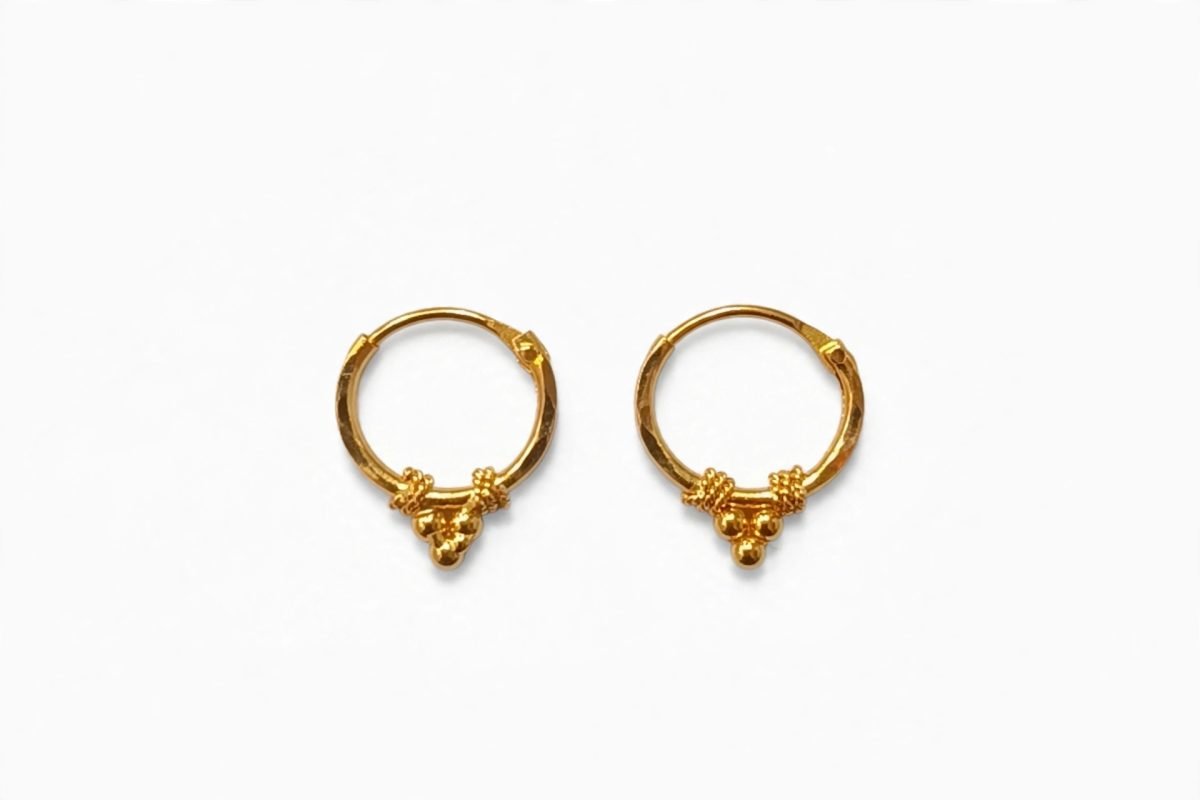 Textured Gold Hoop Earrings with Wire-Wrapped Granulation Motif