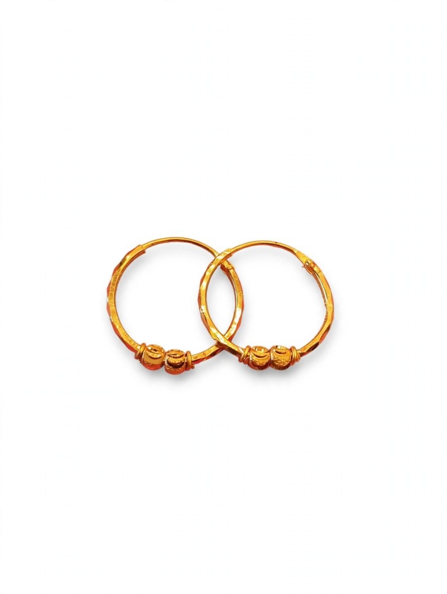 Classic 22K Gold Beaded Hoop Earrings
