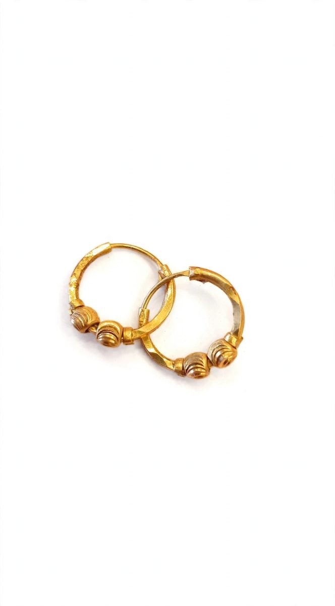 22K Gold Interlinked Bead Hoop Earrings