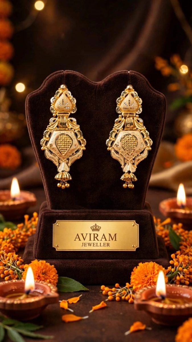 Ornate Geometric Filigree Gold Drop Earrings