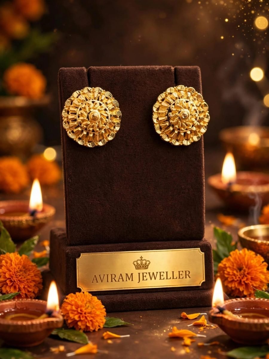 Textured Gold Hoop Earrings with Jhumka Drop Tassels