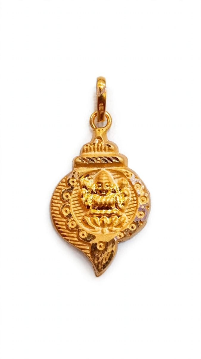 Auspicious Embossed Goddess Lakshmi Shankha Gold Pendant