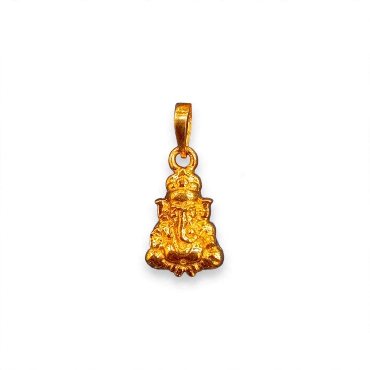 Divine Crowned Seated Lord Ganesha Gold Pendant