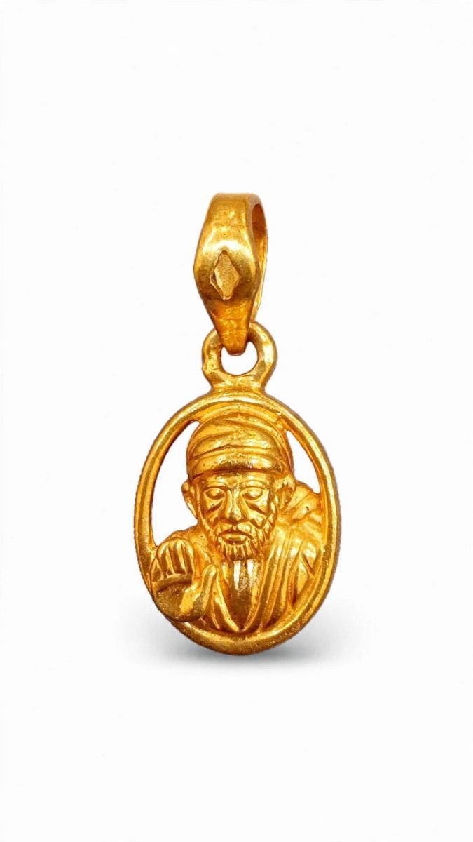 Divine Openwork Sai Baba Oval Gold Pendant
