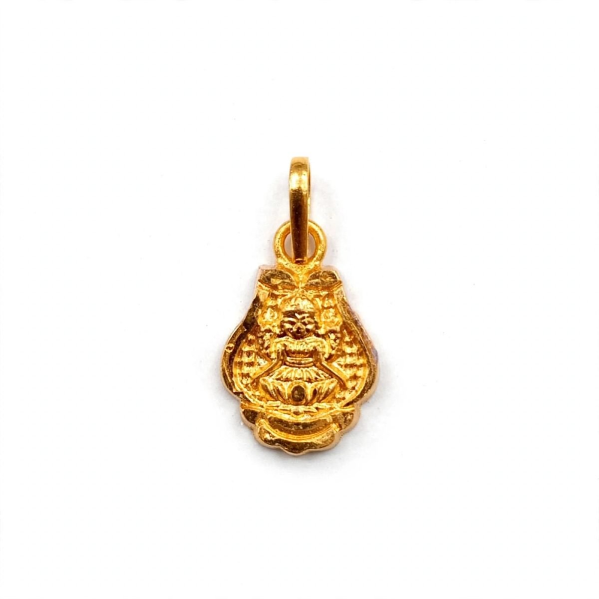Divine Embossed Goddess Lakshmi Scalloped Gold Pendant