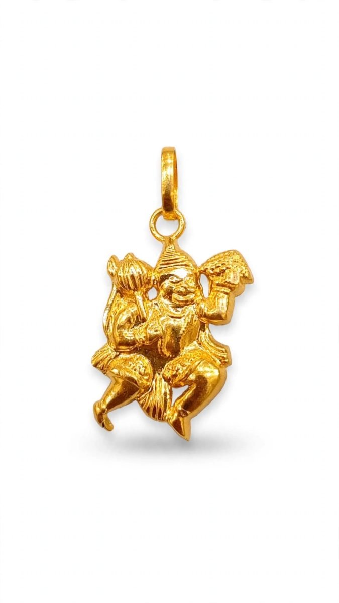 Divine Sculpted Lord Hanuman Sanjeevani Gold Pendant