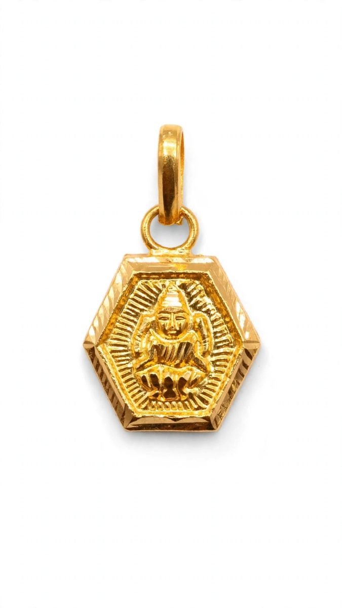 Divine Radiant Lakshmi Murti  Hexagonal Gold Pendant