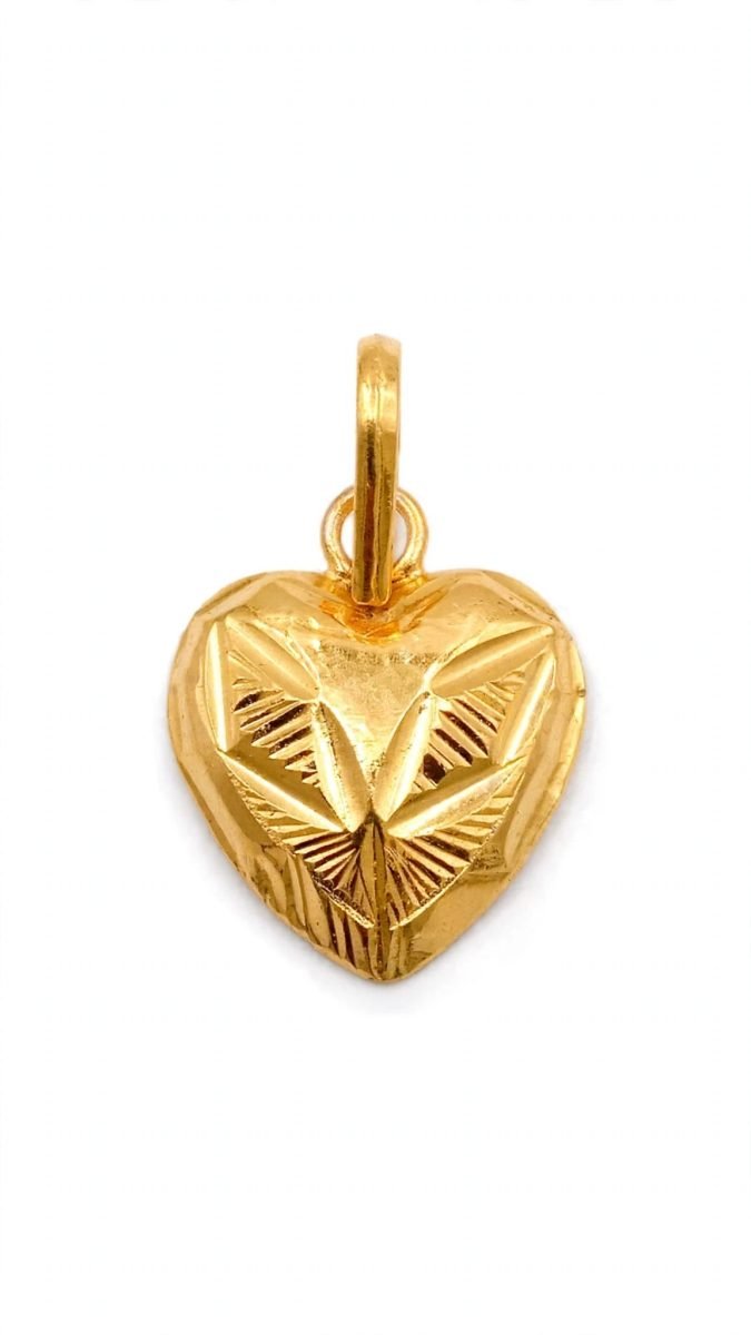 Radiant Diamond-Cut Puffy Heart Gold Charm Pendant