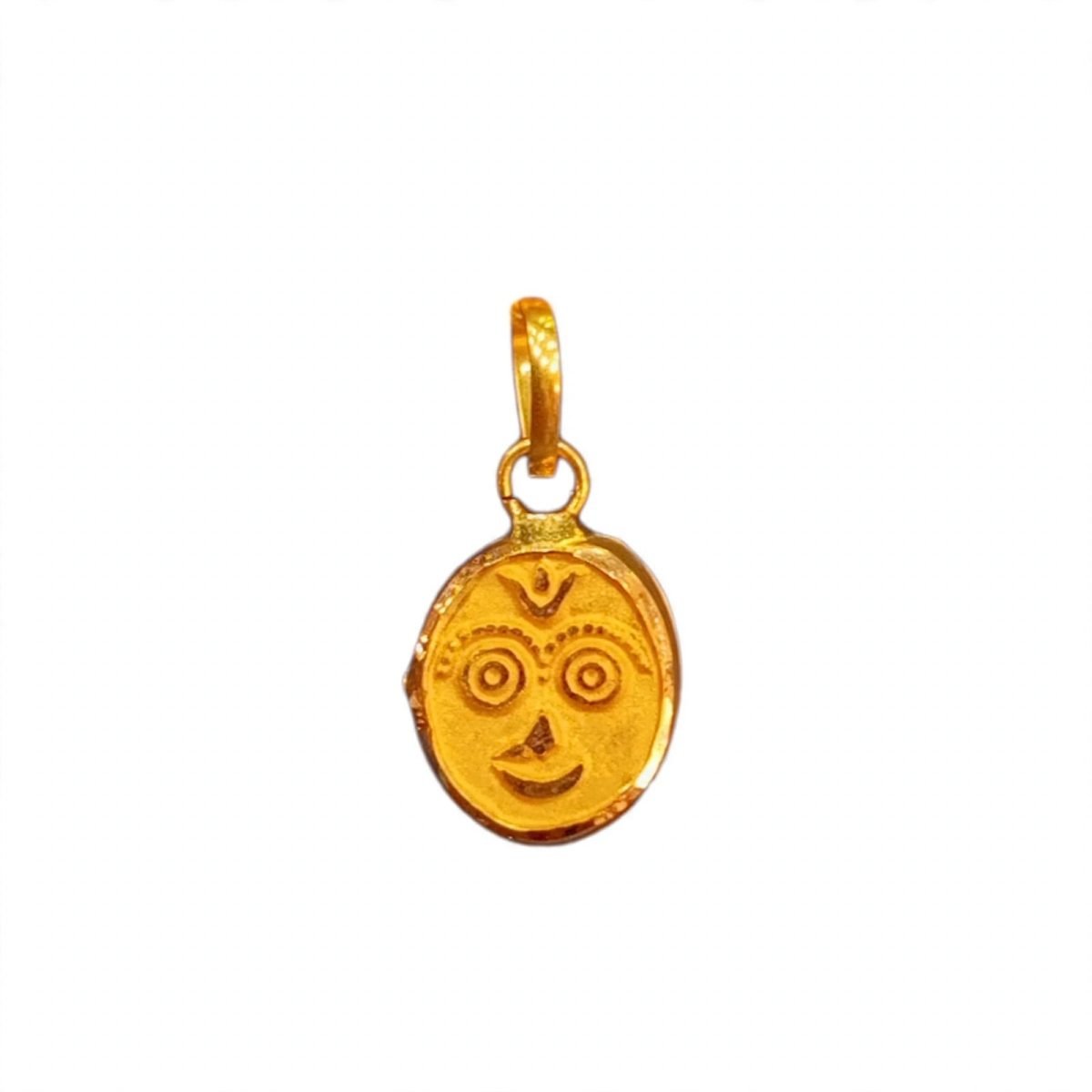 Sacred Jagannath Oval Relief Gold Pendant