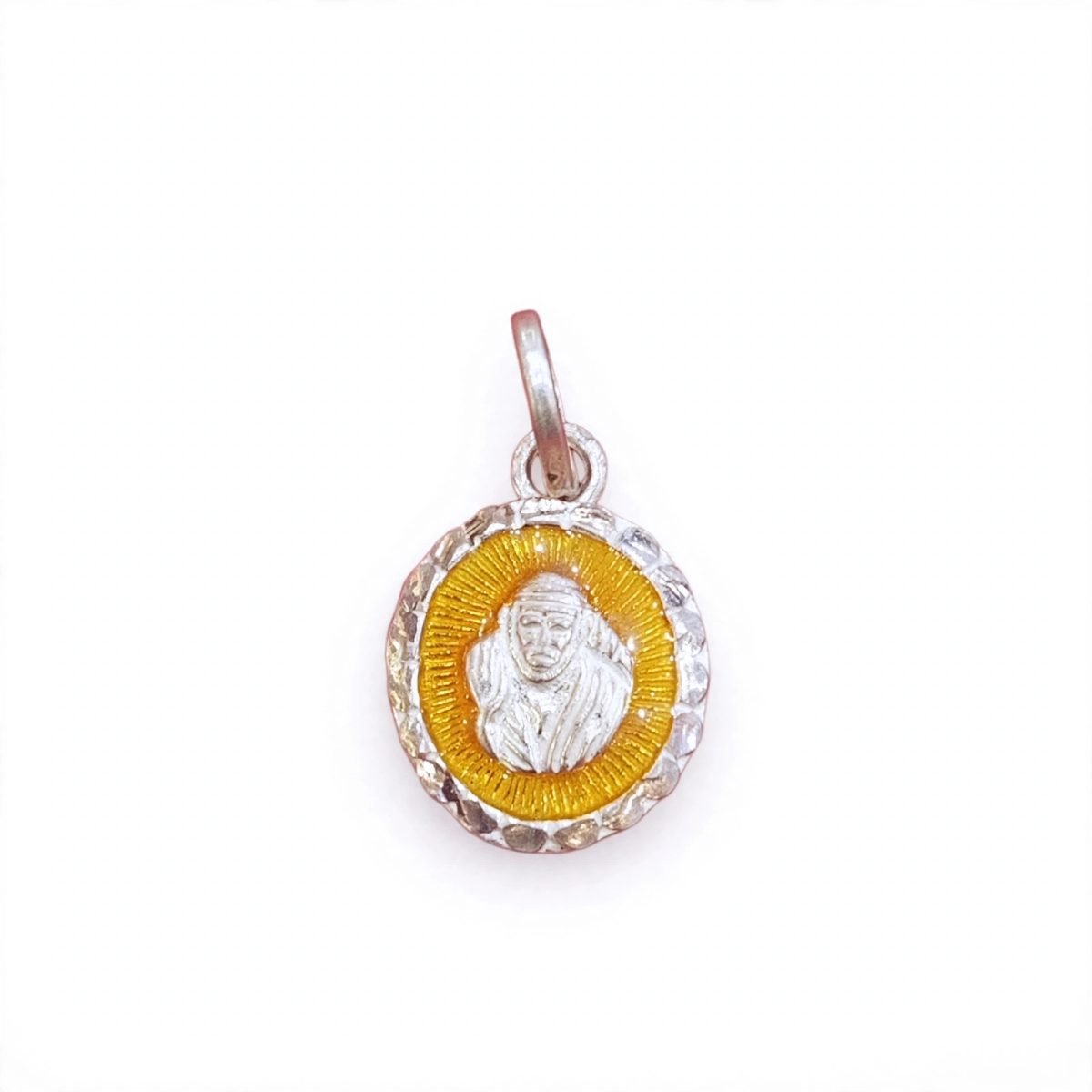 Divine Sai Baba Enamel Silver Pendant