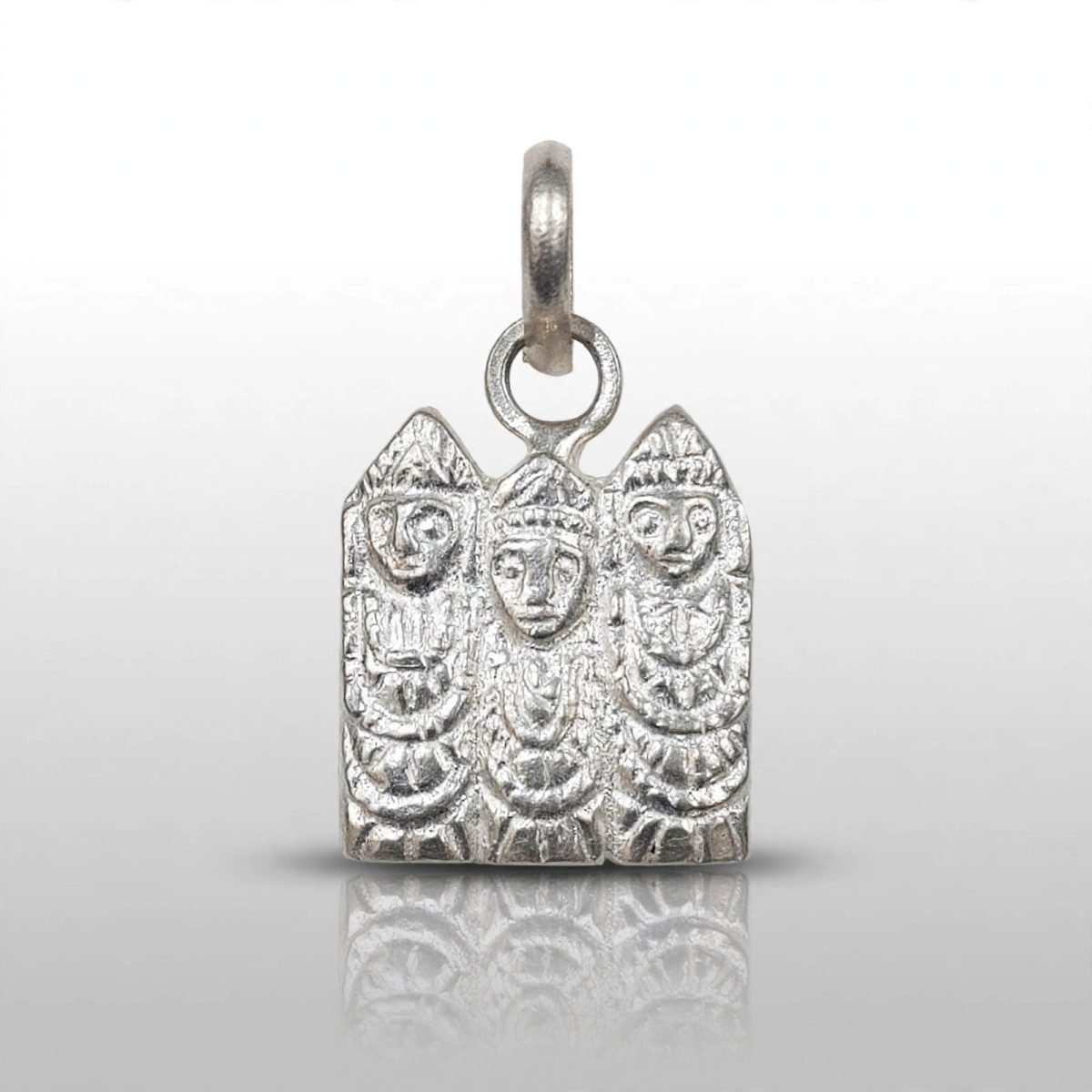 ​Sacred Silver Jagannath Triad Triptych Pendant