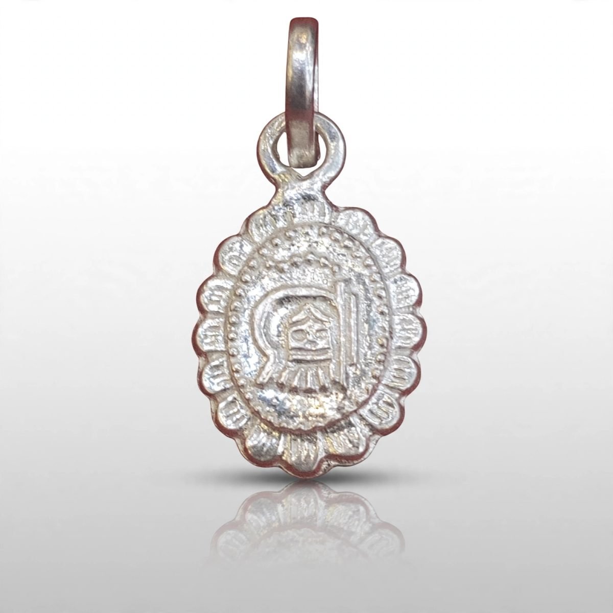 ​Maa Tarini Embossed Sacred Silver Oval Pendant