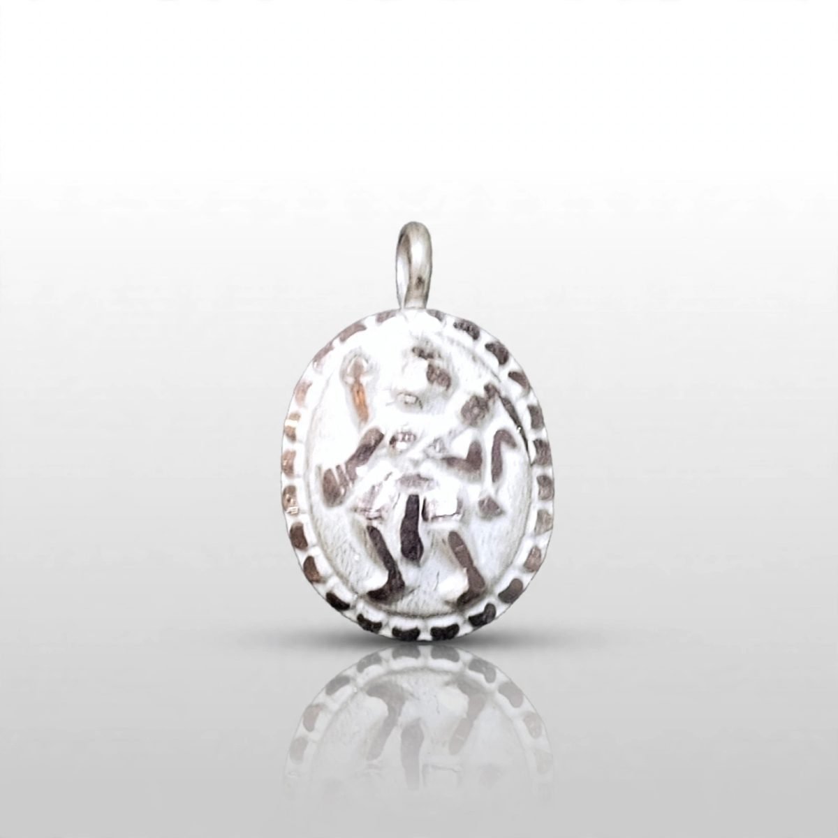 : Silver Divine Lord Hanuman Oval Pendant