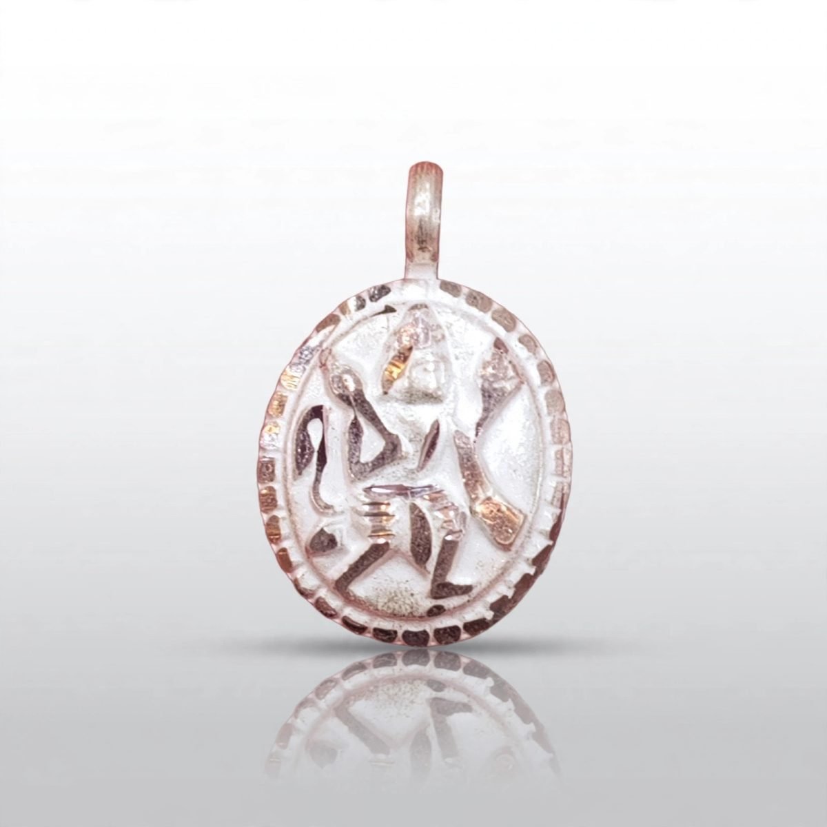 Silver Lord Hanuman Oval Medallion Pendant